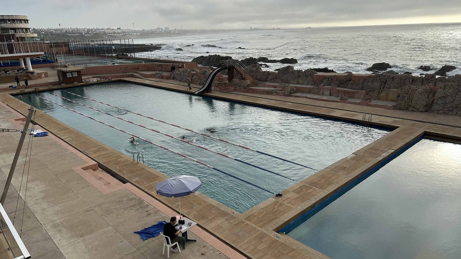 The club's main outdoor pool on the waterfront, looking out over San Diego Bay